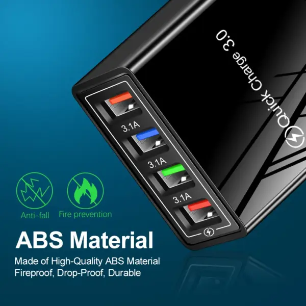 USB Charging Adapter 5V 3A 10W Colorful 4 USB Port 100V-240V USA EU UK Plug CE ROHS FCC Power Supply Converter for Phone Tablet - Image 2