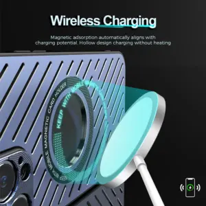 for iPhone 16 15 14 13 12 Pro Max Cover Cooling Shockproof Metal Hollow Magnetic Case Soft Edge Anti Drop Phone Bumper Protect Shell